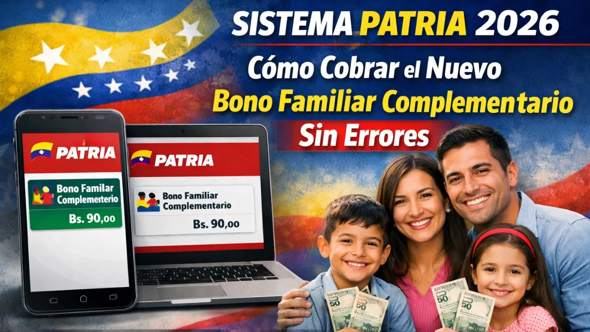 Sistema Patria 2026: Cómo Cobrar el Nuevo Bono Familiar Complementario Sin Errores